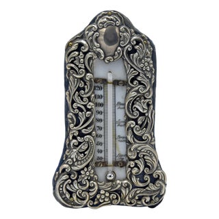 Vintage Silver Thermometer, Italy, Early 20th Century For Sale