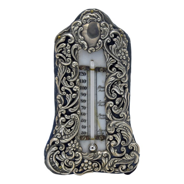 Vintage Silver Thermometer, Italy, Early 20th Century For Sale