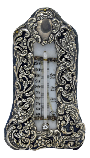 Vintage Silver Thermometer, Italy, Early 20th Century