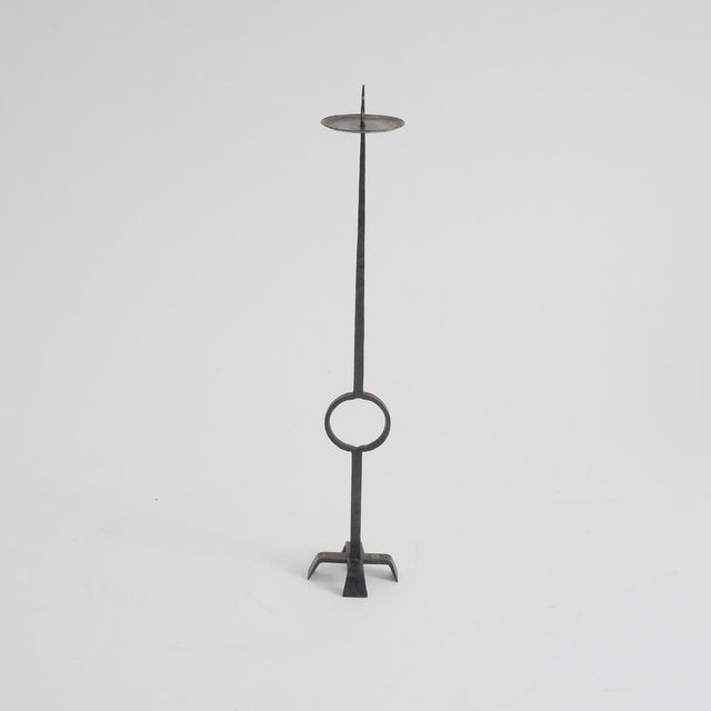 Brutalist Standing Candleholder in Wrought Iron, 1970s For Sale - Image 3 of 13