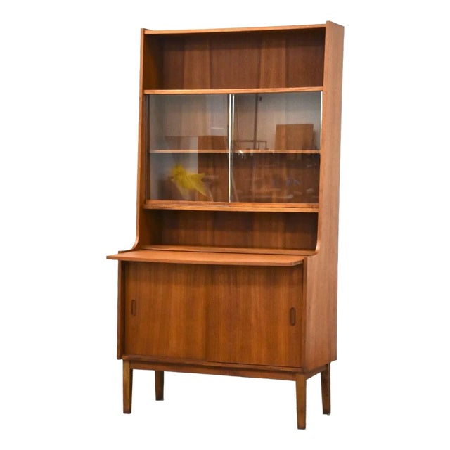 1960s Danish Modern Teak Bookcase Secretary Desk For Sale