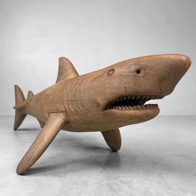 Large Wooden Shark, Japan, 1950 For Sale - Image 10 of 16