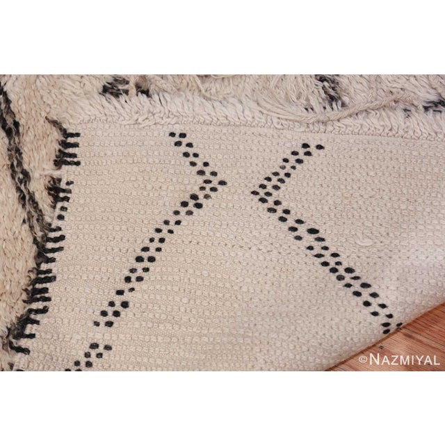 Textile Nazmiyal Collection Ivory Shag Vintage Beni Ourain Moroccan Rug For Sale - Image 7 of 8