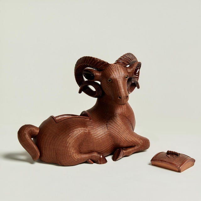Wood Vintage Chinese Wicker Ram Box From the Shanghai Collection For Sale - Image 7 of 12