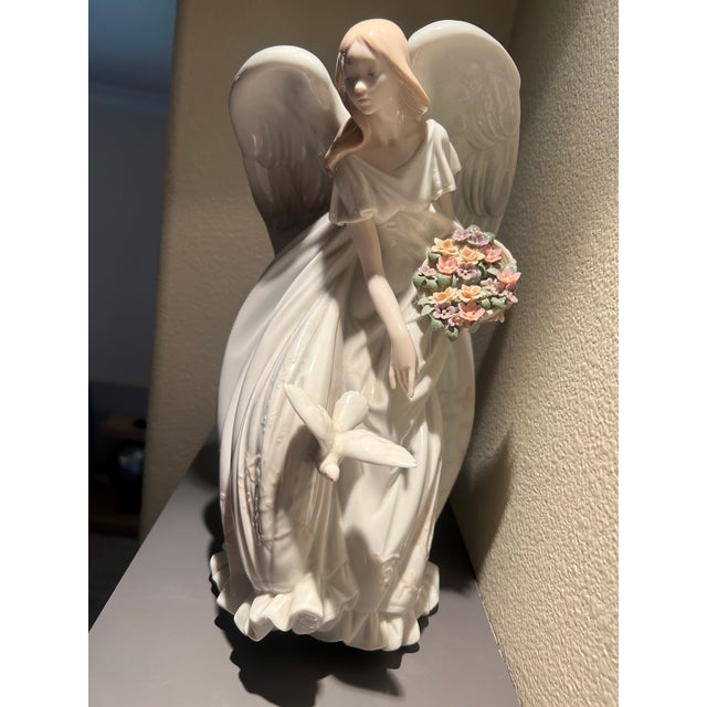 Lladro' Flowers of Peace Limited Edition Angel With Dove & Floral Bouquet For Sale - Image 10 of 12
