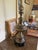 Curated Pair of Monumental Vintage Stiffel Neoclassical Brass Table Lamps With Custom Black Shades For Sale - Image 6 of 11