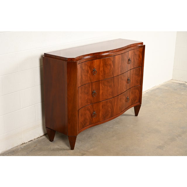 Baker Furniture Company Baker Furniture French Regency Flame Mahogany Serpentine Front Chest of Drawers For Sale - Image 4 of 16
