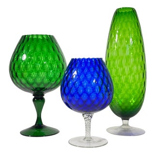 Mid-Century Empoli Glass, 1960s, Set of 3 For Sale