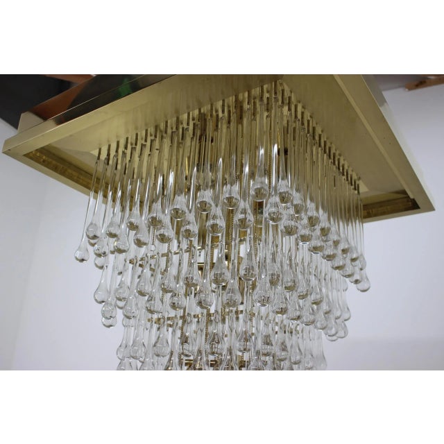 1970s Large Glass and Brass Chandelier, Italy, 1970s For Sale - Image 5 of 10