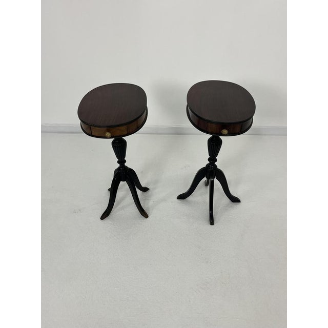 Wood Mid-Century Modern Italian Oval Bedside Tables, 1960s, Set of 2 For Sale - Image 7 of 12