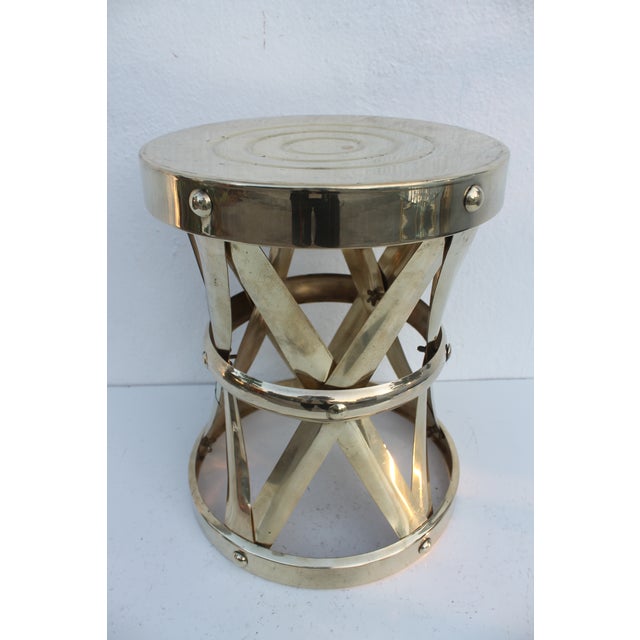 Vintage Brass X Drum Table | Chairish