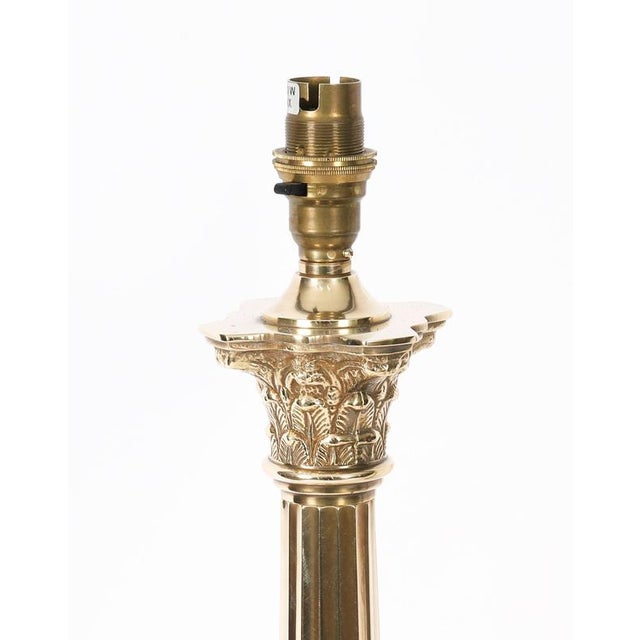 Vintage Bronze Corinthian Column Table Lamps, Set of 2 For Sale - Image 10 of 15