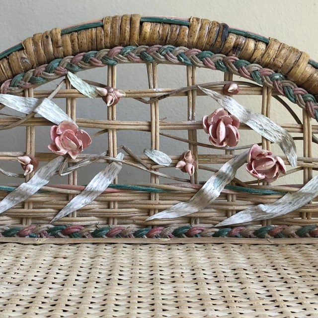 Mid-20th Century Wicker Wall Shelf & Matching Wastebasket For Sale - Image 4 of 12