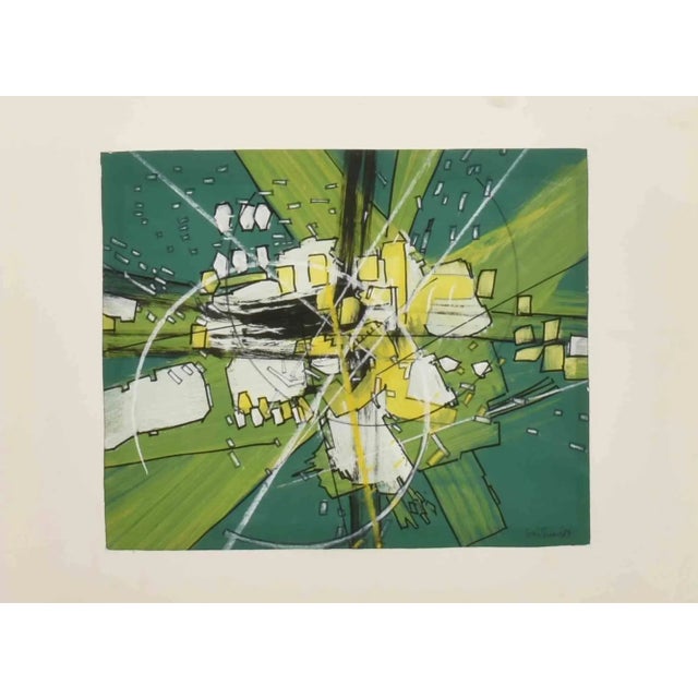 Abstract composition is an original contemporary artwork realized by Loris Ferrari in 1987. Tempera and chalk on paper....