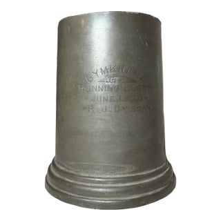 Antique 1929 Gymkhana Running Bogey Pewter Glass Trophy Award Mug Cup For Sale