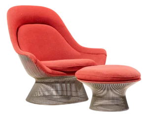 Warren Platner for Knoll Mid Century Easy Lounge Chair and Ottoman