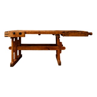 Vintage Industrial Wooden Workbench For Sale