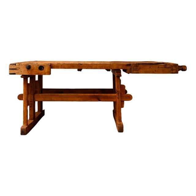 Vintage Industrial Wooden Workbench For Sale
