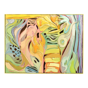 Mid 20th Century Vintage Mixed Media Postmodern Pastel Tone Painting Wall Sculpture #2, Framed