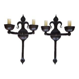 Ironware International Inc. Athena Wrought Iron Wall Sconces-a Pair For Sale