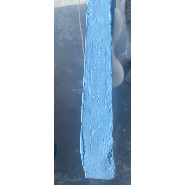 Blue Vintage 1970's Original Sand Wall Sculpture of Dancing Figures For Sale - Image 8 of 8