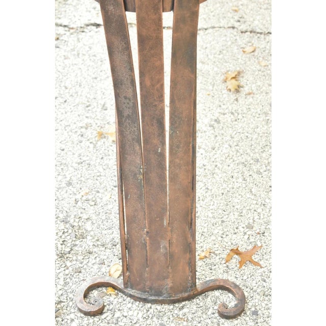 French Art Nouveau Brutalist Mid Century Scrolling Iron Kitchen Island Bar Table For Sale - Image 11 of 12
