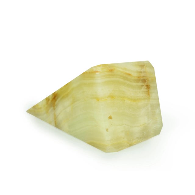 Stone Late 20th Century Modern Solid Alabaster Onyx Elongated Pyramid Obelisk For Sale - Image 7 of 8