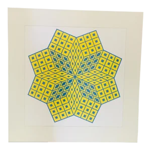 Roy Ahlgren "Megapolis I" Op Art Signed Print Edition 1970 sPACE Age Modern