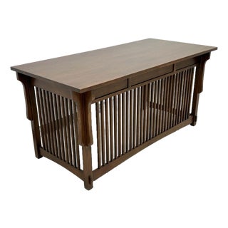 Mission Crofter 3 Drawer Library Desk - Walnut For Sale
