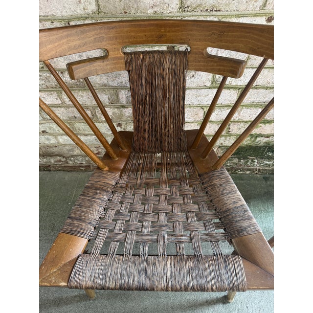 Pair of Vintage, Edmond Spence Rush and Mahogany Chairs, Mexico 1950s For Sale - Image 10 of 18