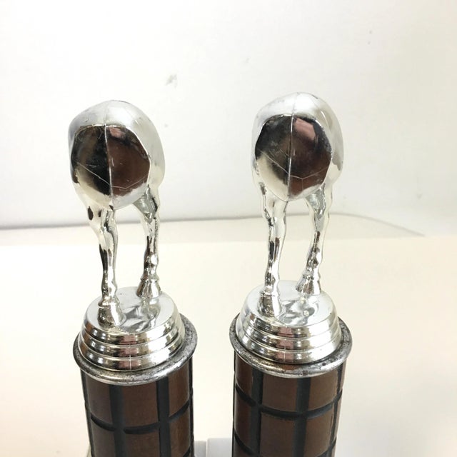 English Vintage Equestrian Horse Trophy Bookends Marble Base- a Pair For Sale - Image 3 of 9