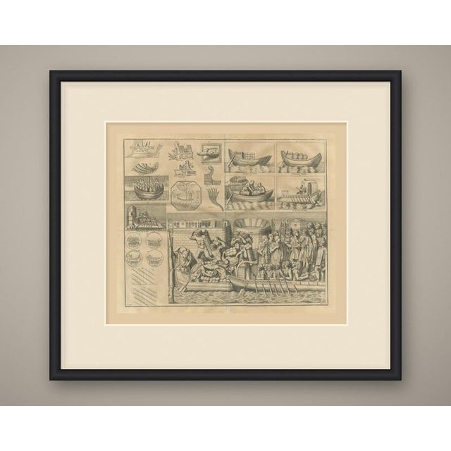 This is an original antique copper engraving, uncolored, a double page folding plate from montfaucon's antiquity...