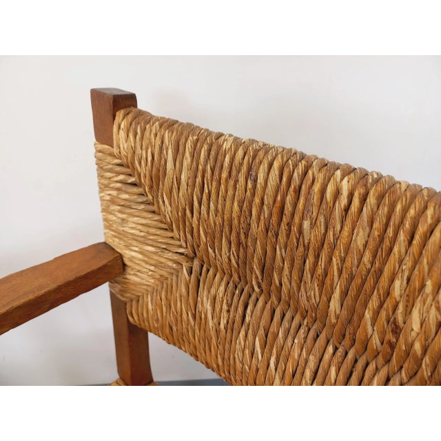 Brutalist Armchairs in Oak and Straw, 1960s, Set of 2 For Sale - Image 17 of 18