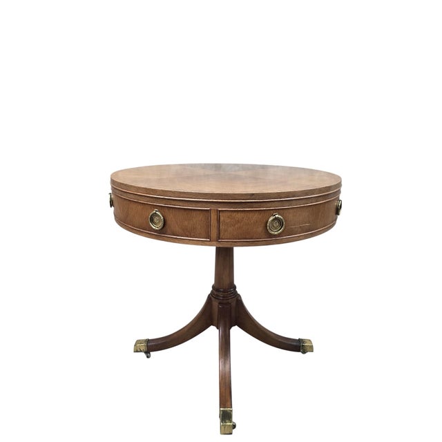 Vintage Baker Furniture Mahogany Drum Table For Sale In Chicago - Image 6 of 9