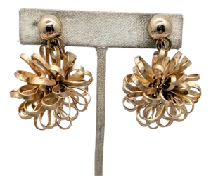 Vintage 1960s Signed Napier Goldtone Looped Ball Drop Clip Earrings-2 Pieces