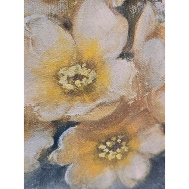 Mid 20th Century 1940s A. D. Greer Original Oil Painting Framed Dogwood Hydrangeas For Sale - Image 5 of 17
