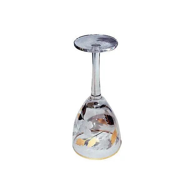 Traditional Crystal & 22K Gold Decanter & Five Glasses For Sale - Image 3 of 6