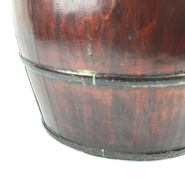 Antique Wood and Bronze Chinese Rice Water Bucket For Sale - Image 10 of 13