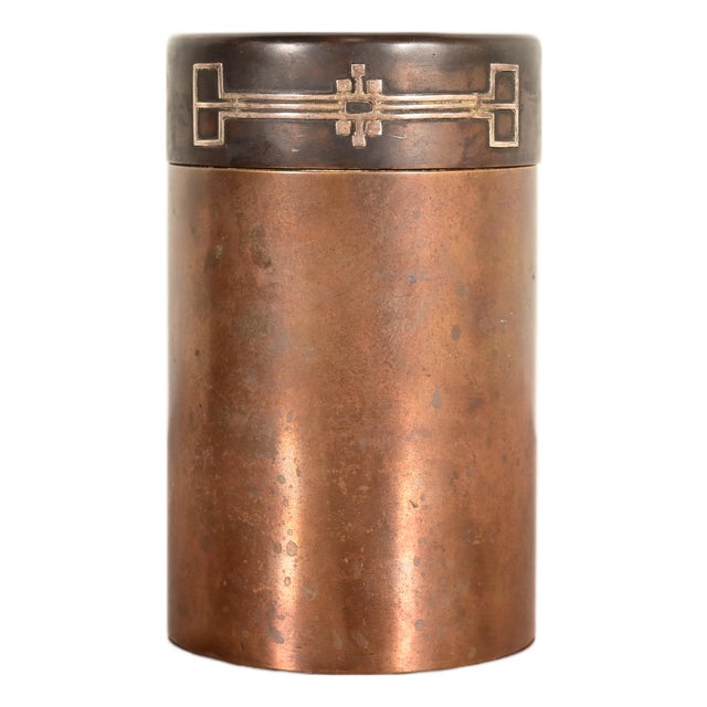 Heintz Arts & Crafts Sterling Silver on Bronze Humidor For Sale