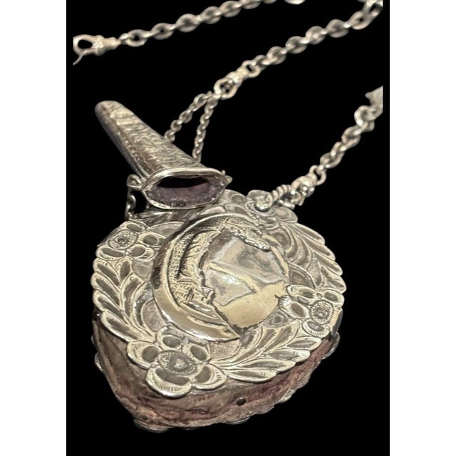 Victorian Jewelry Chatelaine With Five Notions/Accessories Hallmarked English Sterling For Sale - Image 11 of 16