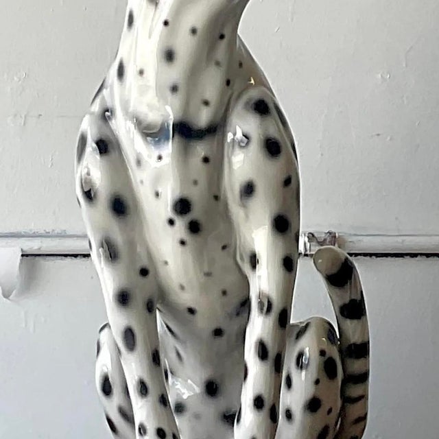 Vintage Boho Italian Glazed Ceramic Cheetah For Sale - Image 11 of 12
