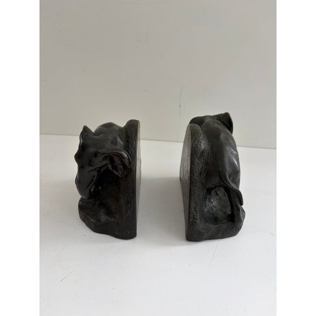 Metal Vintage Elephant Bookends – Mid-Century Cast Metal Pair For Sale - Image 7 of 11
