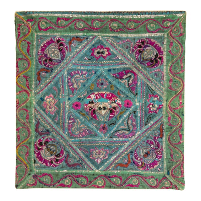 Early 20th Century China Green Textile Wall Hanging For Sale