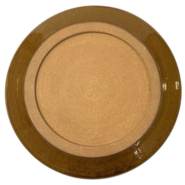 Brown Studio Pottery Charger - Slip Glaze Embellished - Circa 1970's For Sale - Image 8 of 10