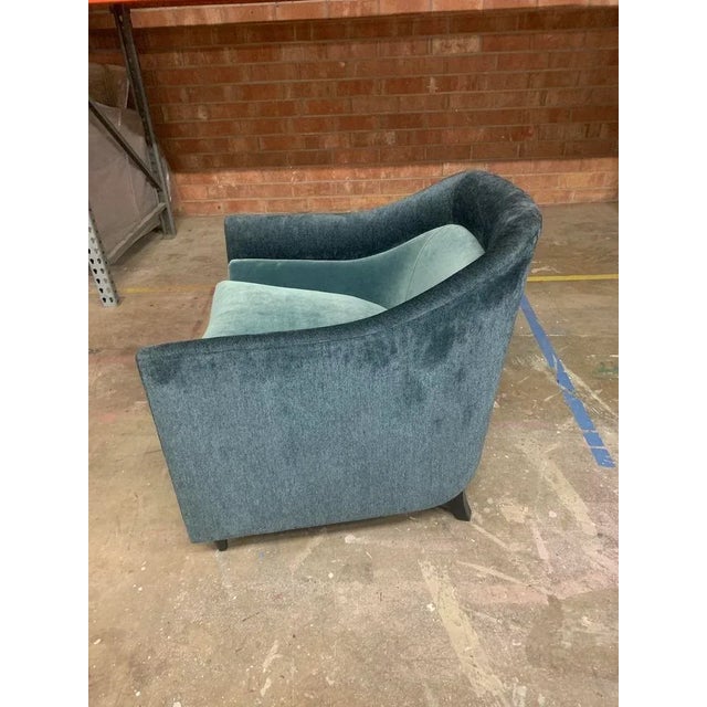 Textile Caracole Modern Double Edge Accent Chair in Rich Teal Velvet For Sale - Image 7 of 10