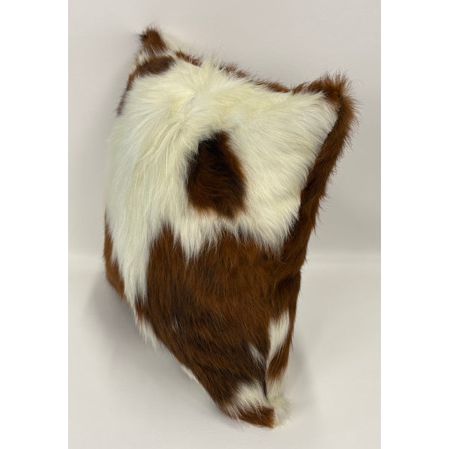 18x18 Tri-Color Premium Long-Haired Colombian Cowhide Pillow Cover – Handcrafted by Pablo Sota Designs For Sale - Image 4 of 11
