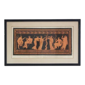 Antique 18th Century Neoclassical Print Aquatint Engraving in Black & Terra-Cotta Ink by Sir William Hamilton Taken From Greek & Etruscan Vases