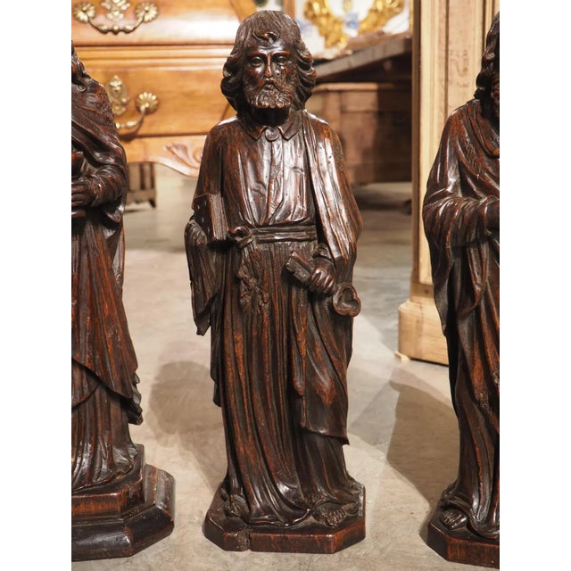 Circa 1800 Carved Oak Sculptures of the Apostles, James, John, Peter, and Paul For Sale In Dallas - Image 6 of 13
