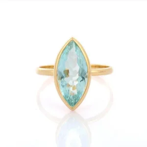 4.38ct Marquise Cut Vivid Aquamarine Solitaire Birthstone Ring Size 7 by VRJewels
