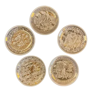 1960s Set of 5 Piero Fornasetti Mitologia Gilt Porcelain Plates, Italy